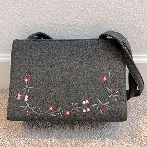 Grey Purse with Flowers